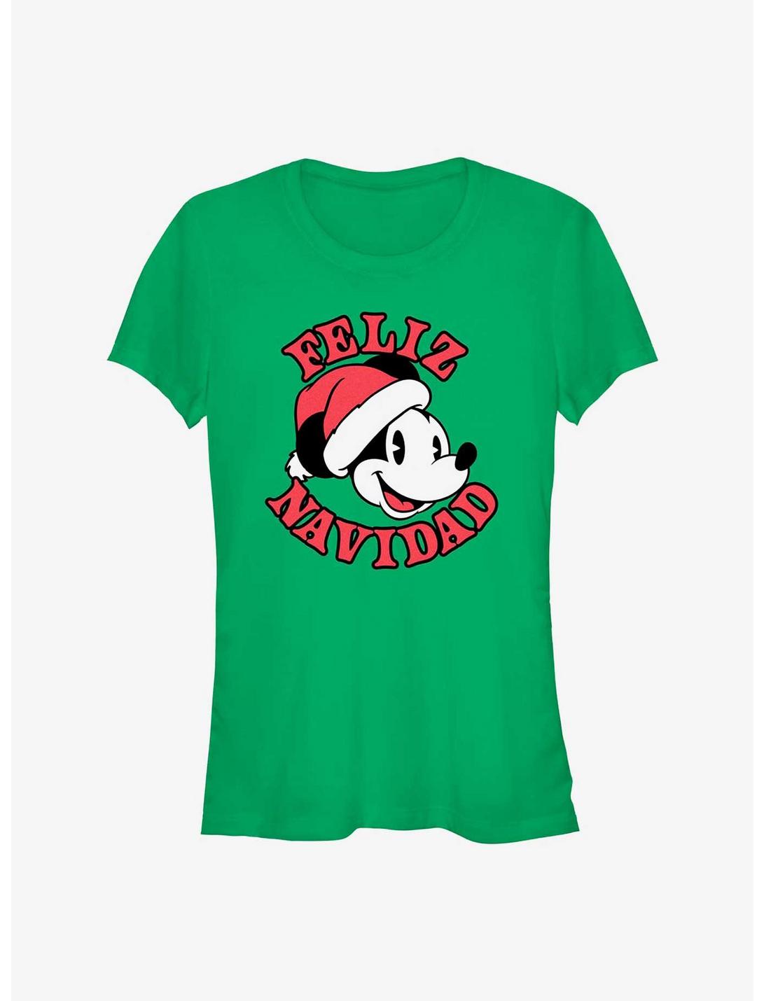 Disney Mickey Mouse Feliz Navidad Merry Christmas in Spanish Girls T-Shirt
