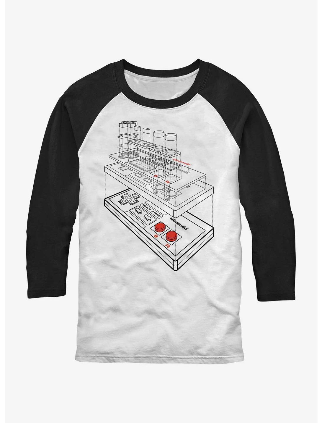 Nintendo Controller Schematic Raglan T-Shirt