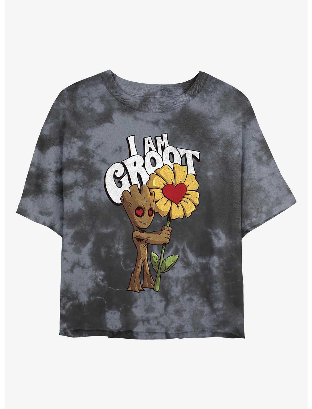 Marvel Guardians of the Galaxy Mine Groot Tie-Dye Girls Crop T-Shirt
