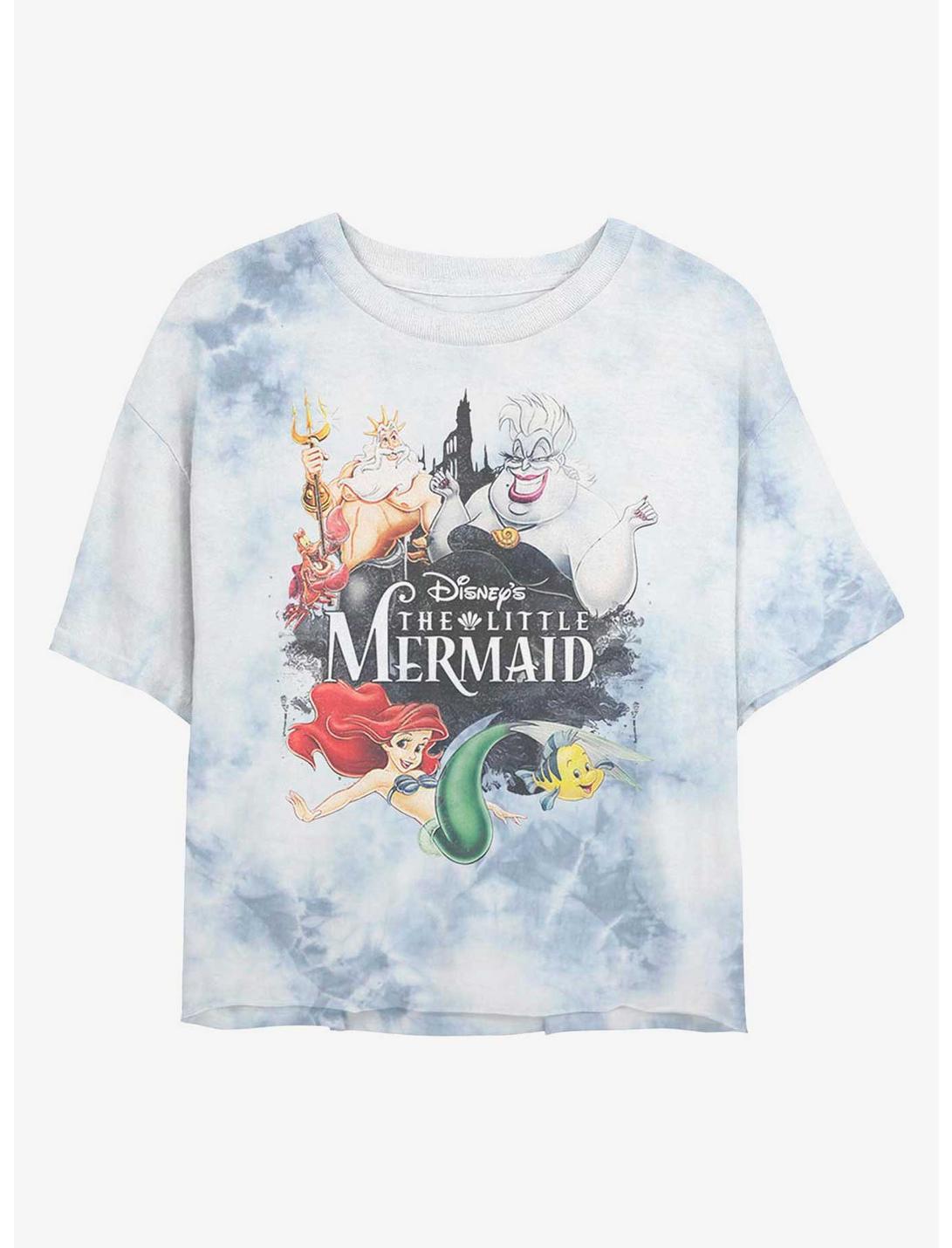 T-shirt court tie-dye pour filles Disney La petite sirène affiche aquarelle