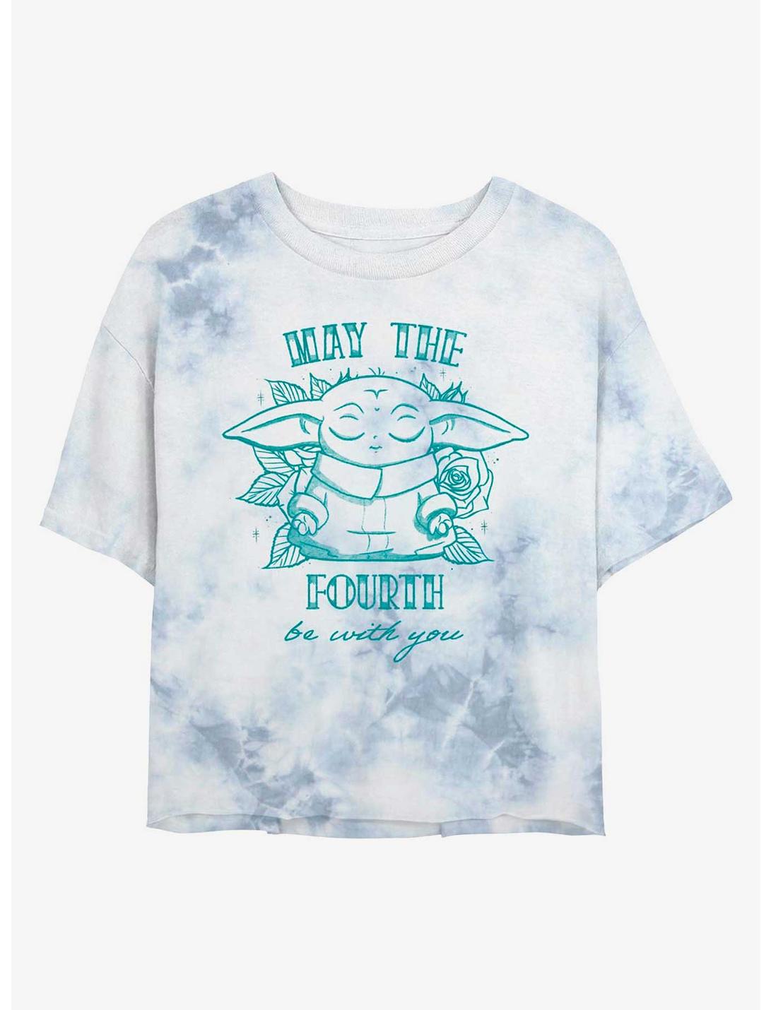 Star Wars The Mandalorian Fourth of Grogu Tie-Dye Girls Crop T-Shirt