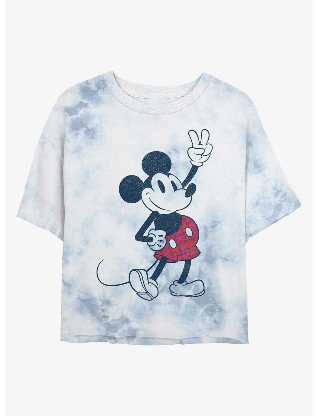 Disney Mickey Mouse Plaid Mickey Tie-Dye Girls Crop T-Shirt