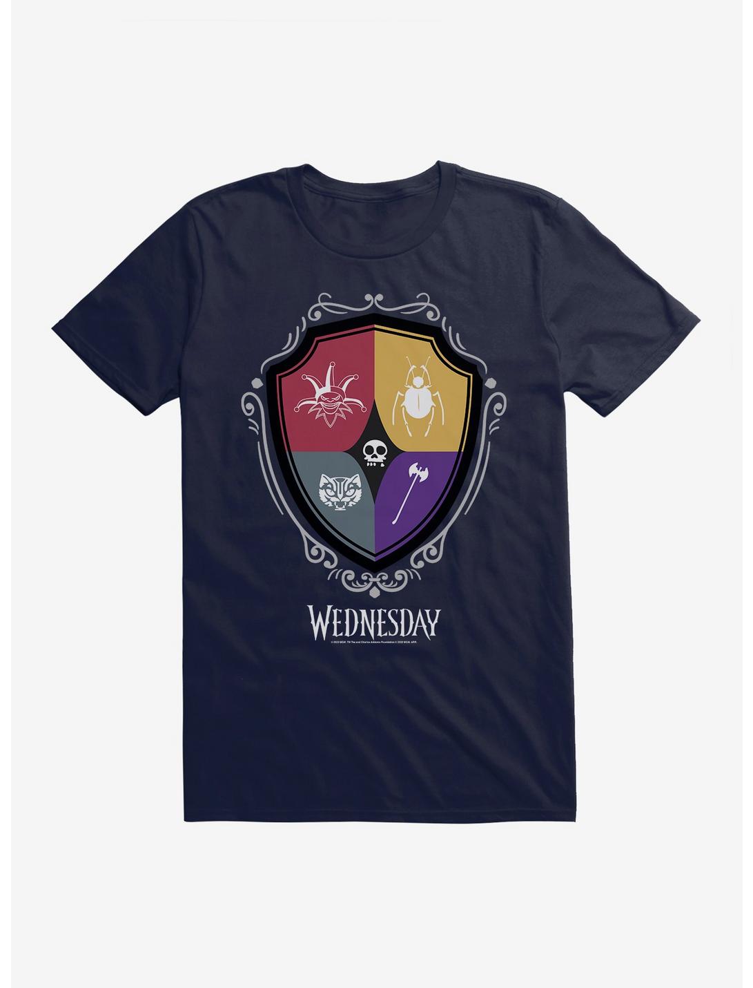 Wednesday Nevermore Academy Crest Icons T-Shirt