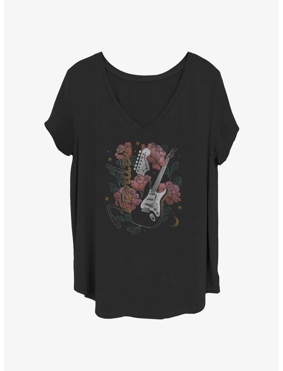 Fender Floral Stratocaster Guitar Girls T-Shirt Plus Size