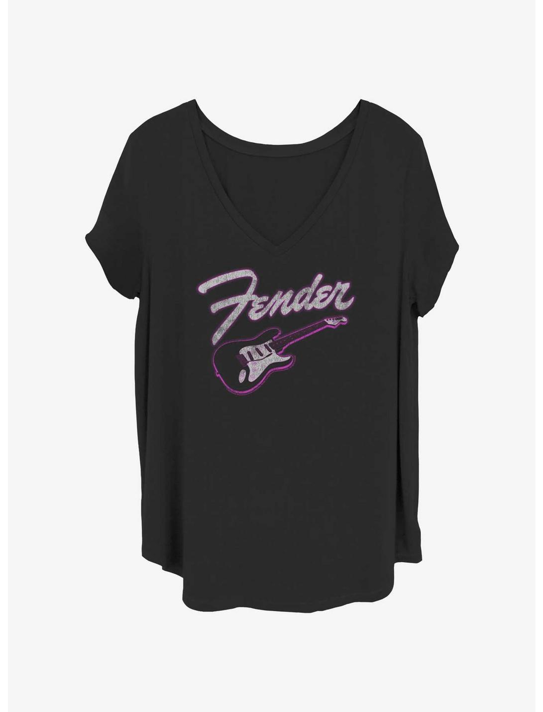 Fender Neon Stratocaster Logo Girls T-Shirt Plus Size
