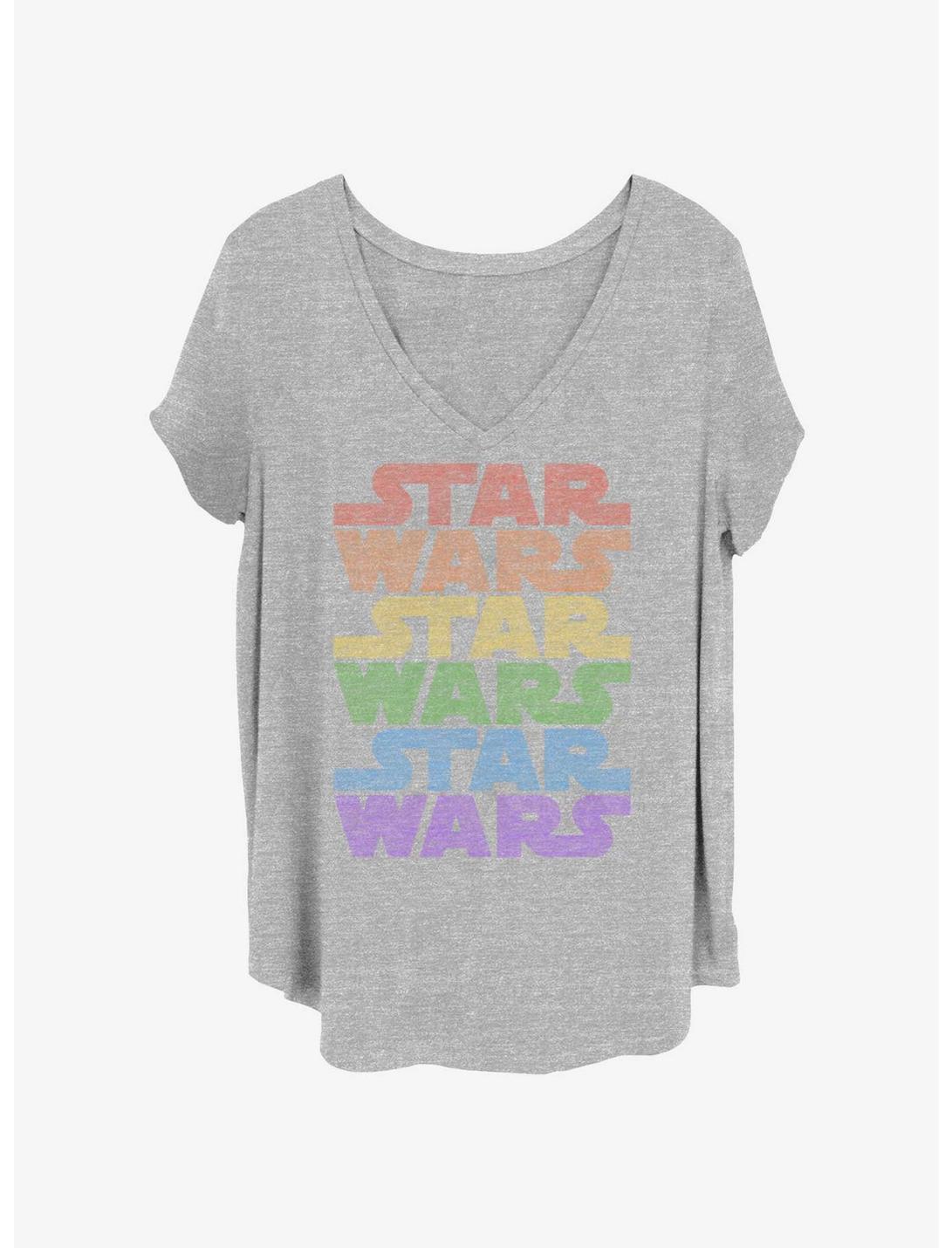 Star Wars Rainbow Stack Logo Girls T-Shirt Plus Size
