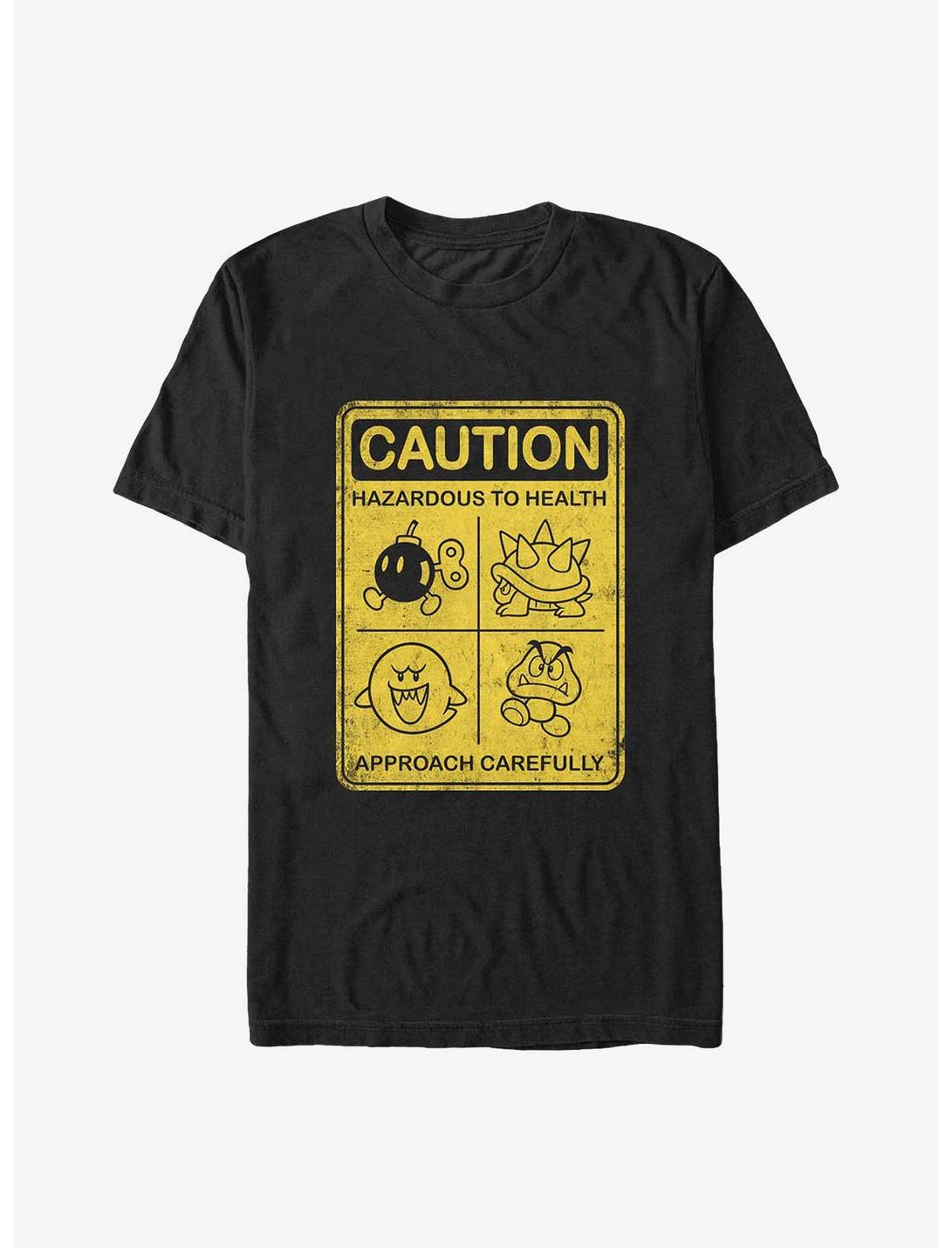 Nintendo Mario Enemies Caution Sign Big & Tall T-Shirt