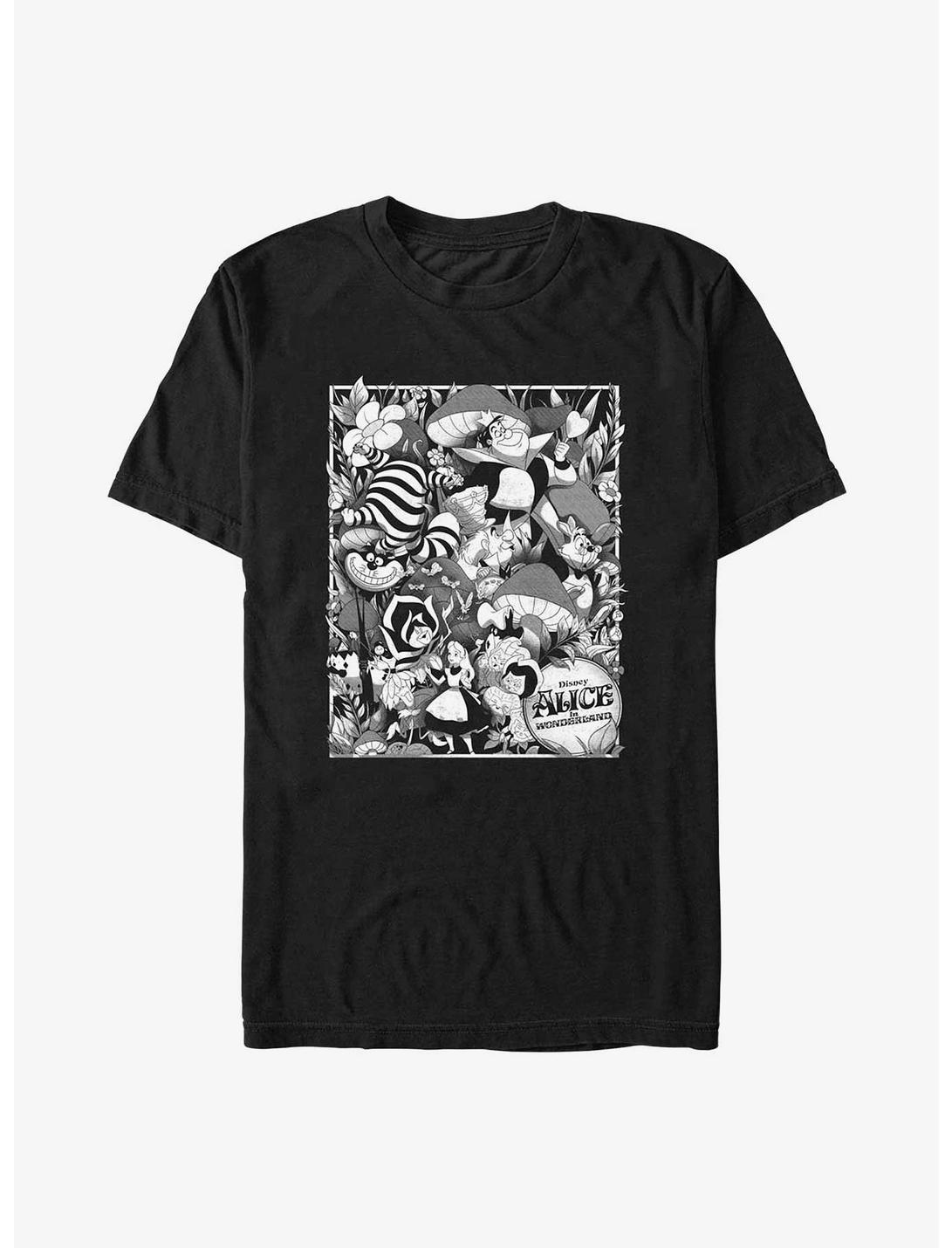 Disney Alice in Wonderland Grayscale Poster Big & Tall T-Shirt