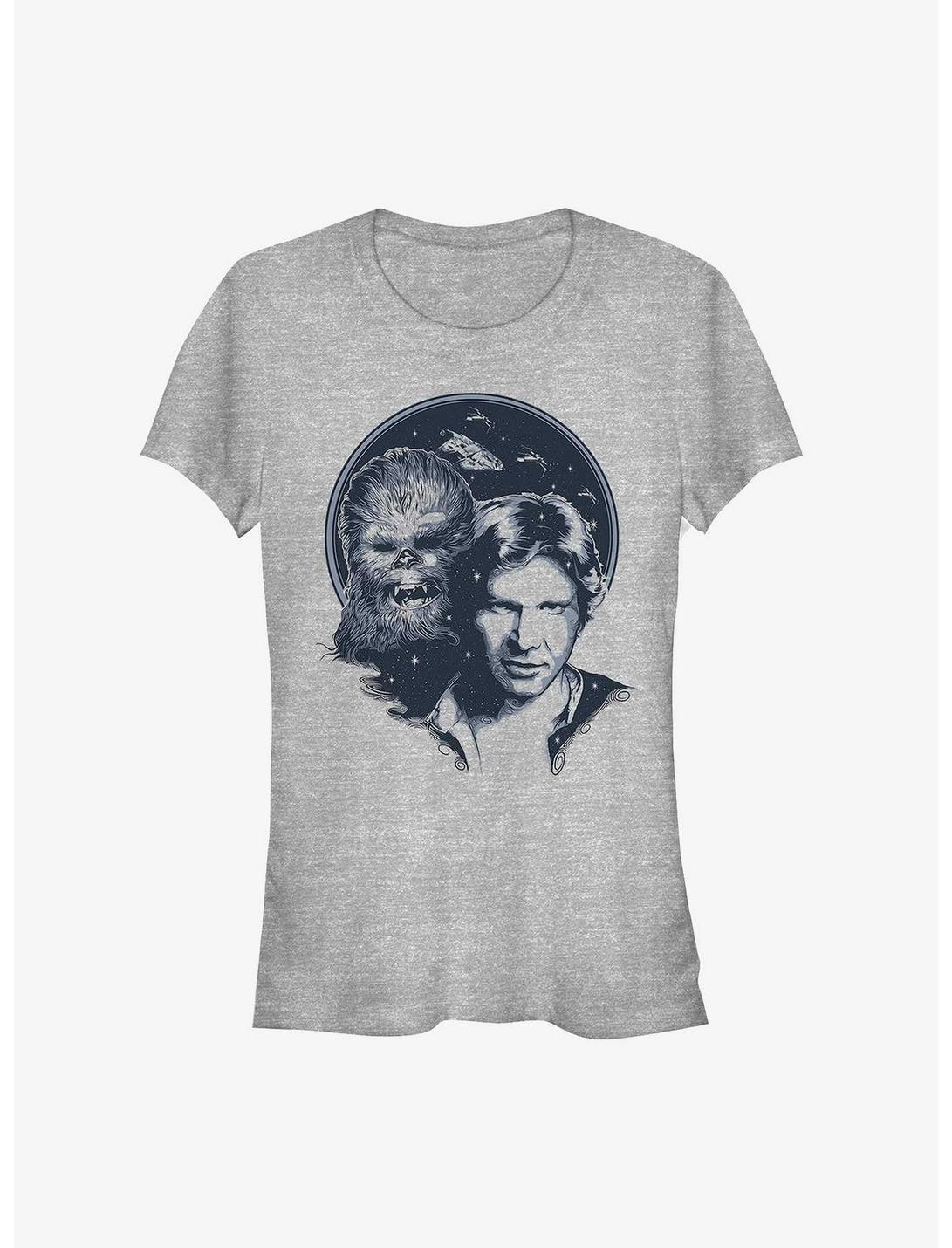T-shirt fille Star Wars Han Solo et Chewbacca