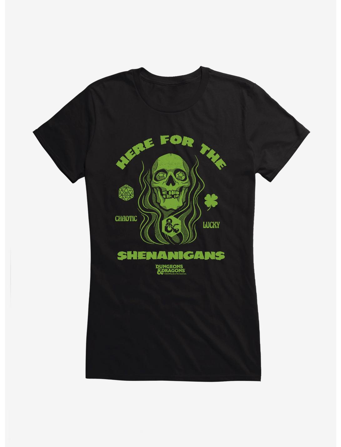 Dungeons & Dragons Here For The Shenanigans Skull Girls T-Shirt