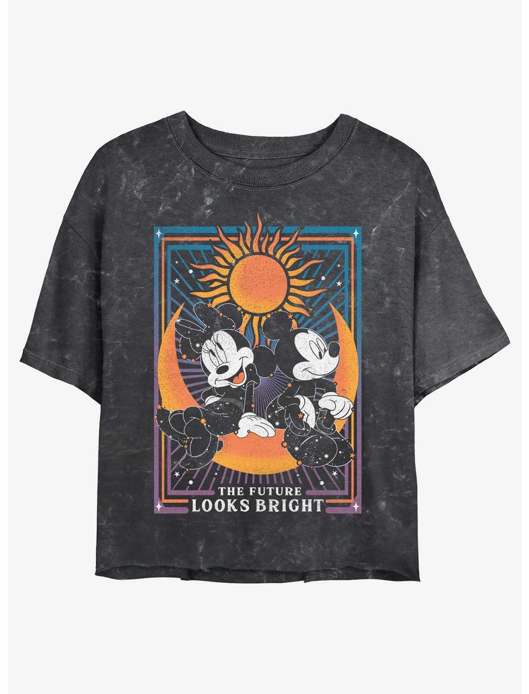 Disney Mickey Mouse & Minnie Mouse The Future Looks Bright Astrology Mineral Wash Girls Crop T-Shirt