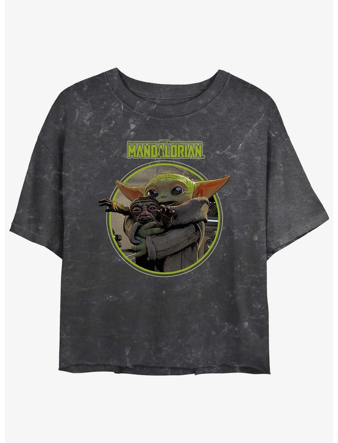 Star Wars The Mandalorian Grogu Hugging An Anzellan Mineral Wash Girls Crop T-Shirt Hot Topic Exclusive