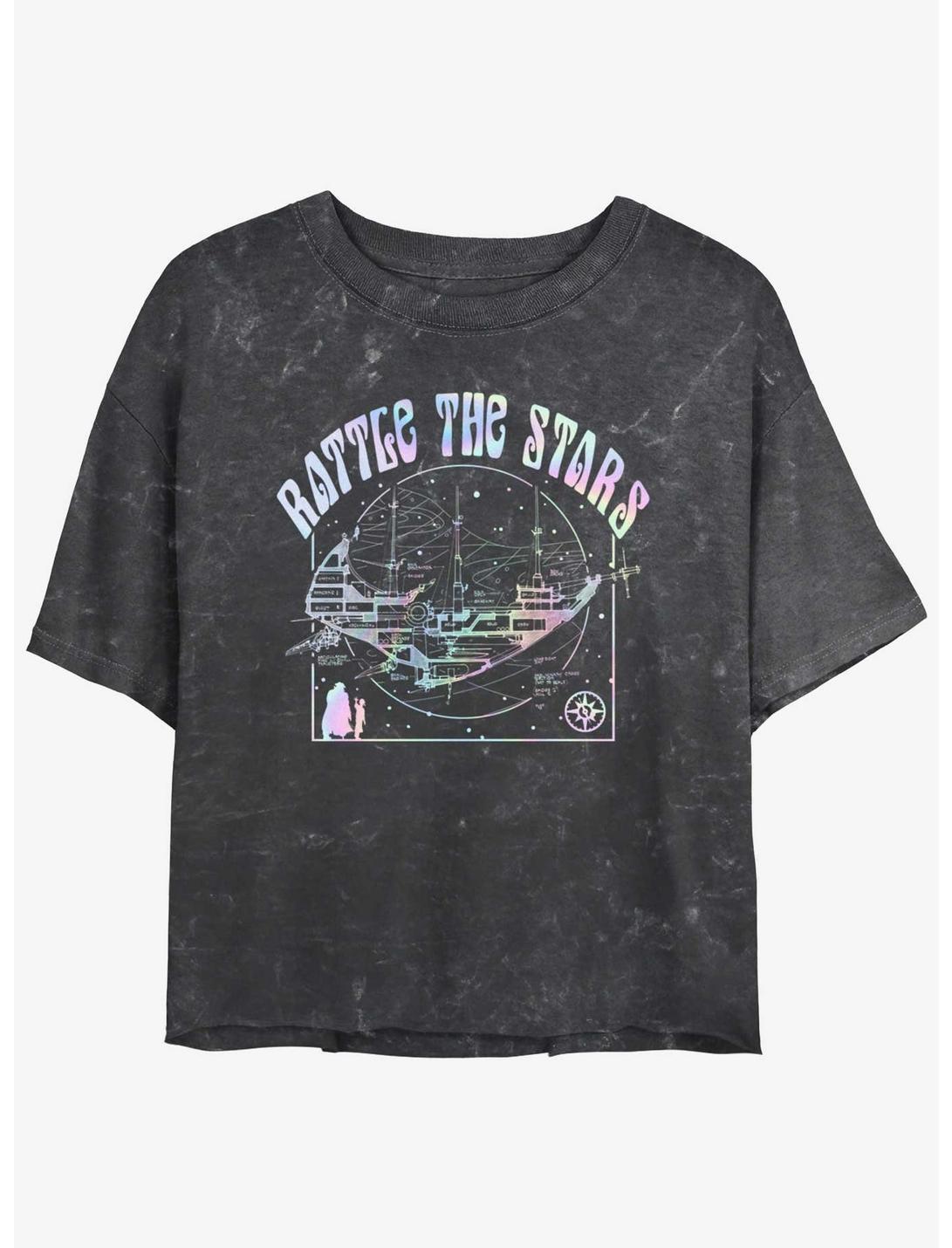 T-Shirt Court Fille Disney La Planète au Trésor Bruit des Étoiles Vaisseau Argentum Plan Minéral Délavé