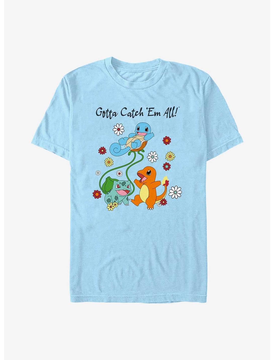 T-shirt Pokémon Attrapez-les tous à fleurs