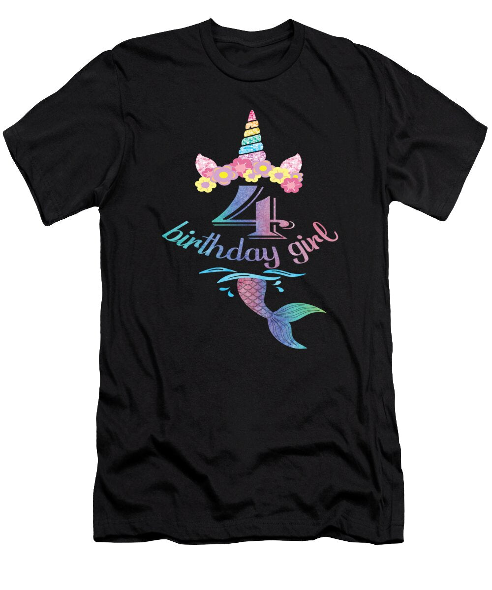 3 4th Birthday Girl 4 Years Old Party Gift Art Grabitees T-Shirt