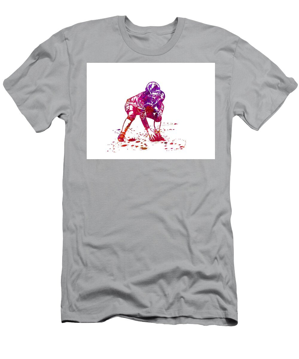 3 American Football Center Holding Ball for Snap on Scrimmage NFL Jesp Art and Decor T-Shirt