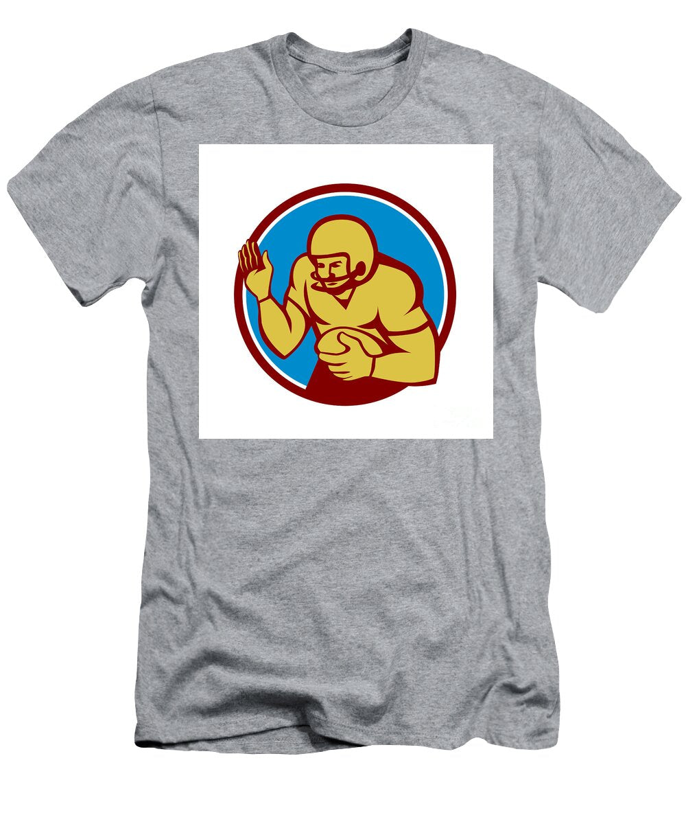 3 American Football Player Fend Off Circle Retro Aloysius Patrimonio T-Shirt