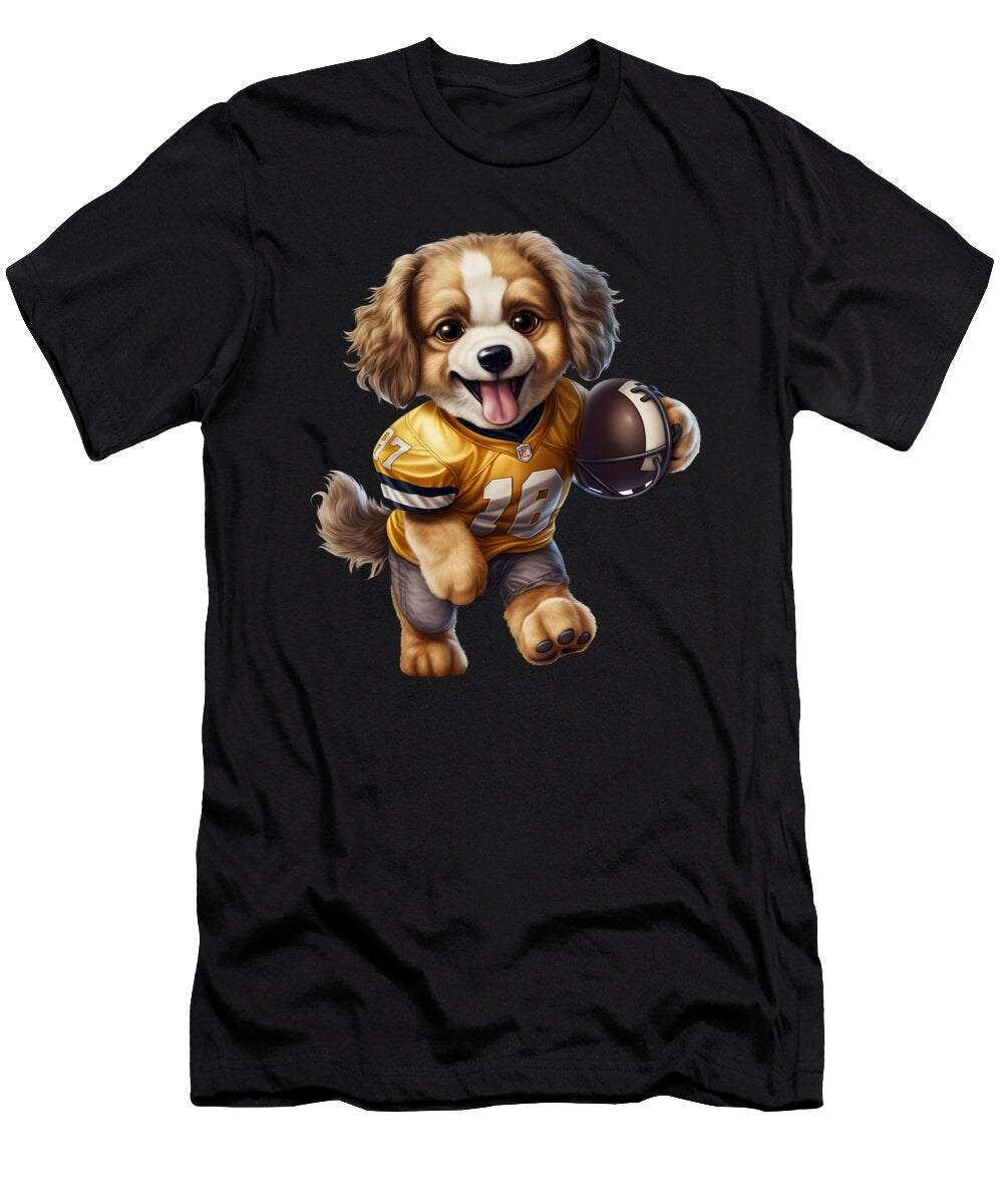 3 American Football Puppy Touchdown Quarterback Linebacker Dog Heidi Joyce T-Shirt