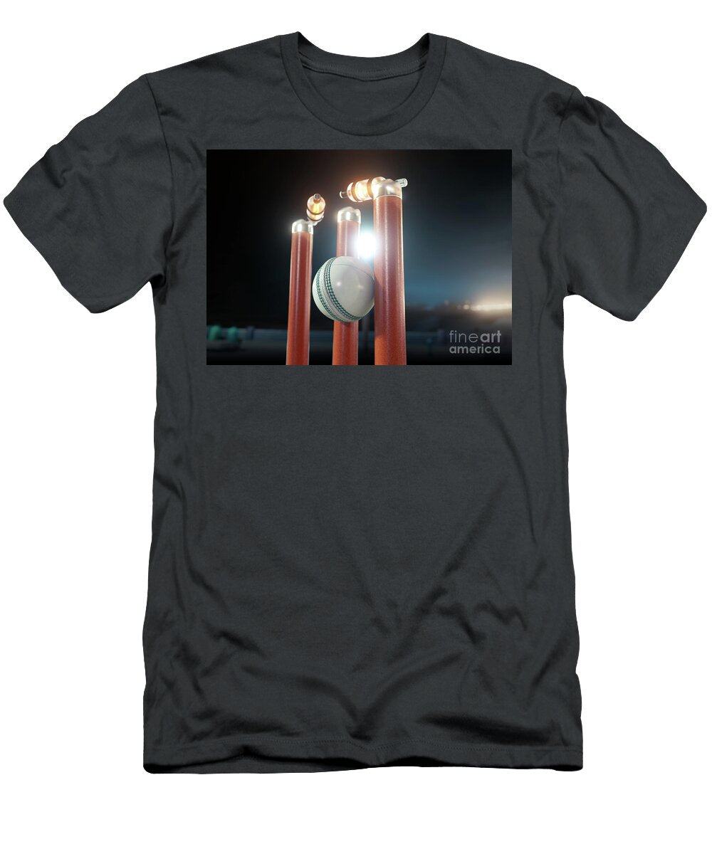 3 Ball Striking Illuminated Cricket Wickets Allan Swart T-Shirt