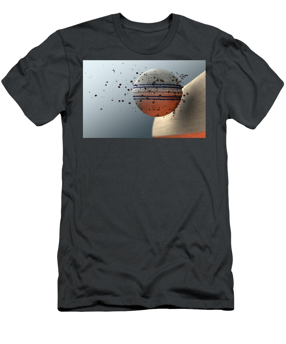 3 Cricket Ball Striking Bat in Slow Motion Allan Swart T-Shirt
