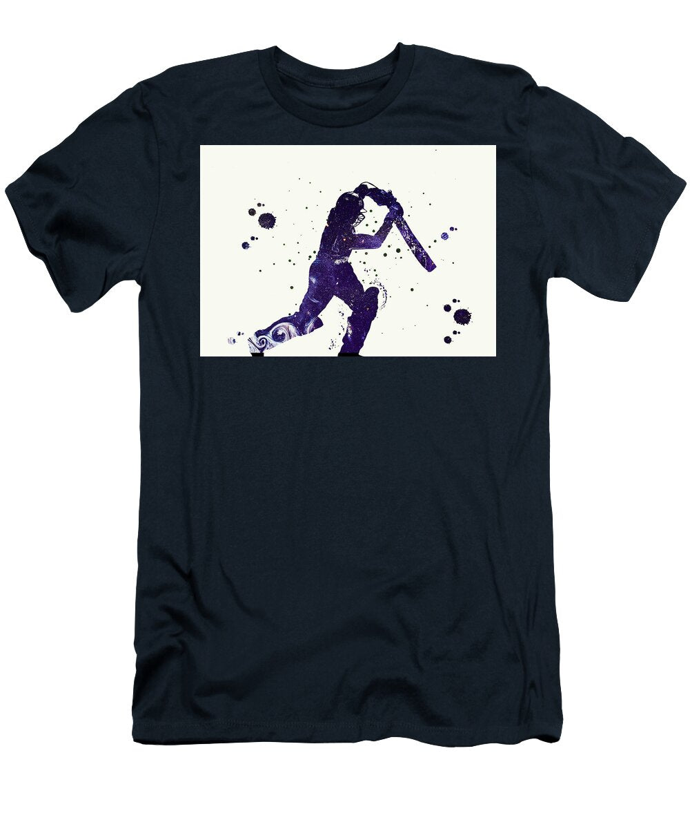 3 Cricket Player Watercolor Print Cricket Sport Art Print Batsman Striking Cricket Ball Poster Cricket Leith Huber T-Shirt