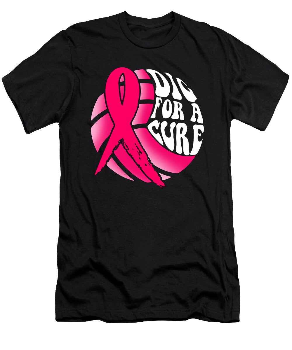 3 Dig for Cure Ribbon Volleyball Breast Cancer Natalie Lidford T-Shirt