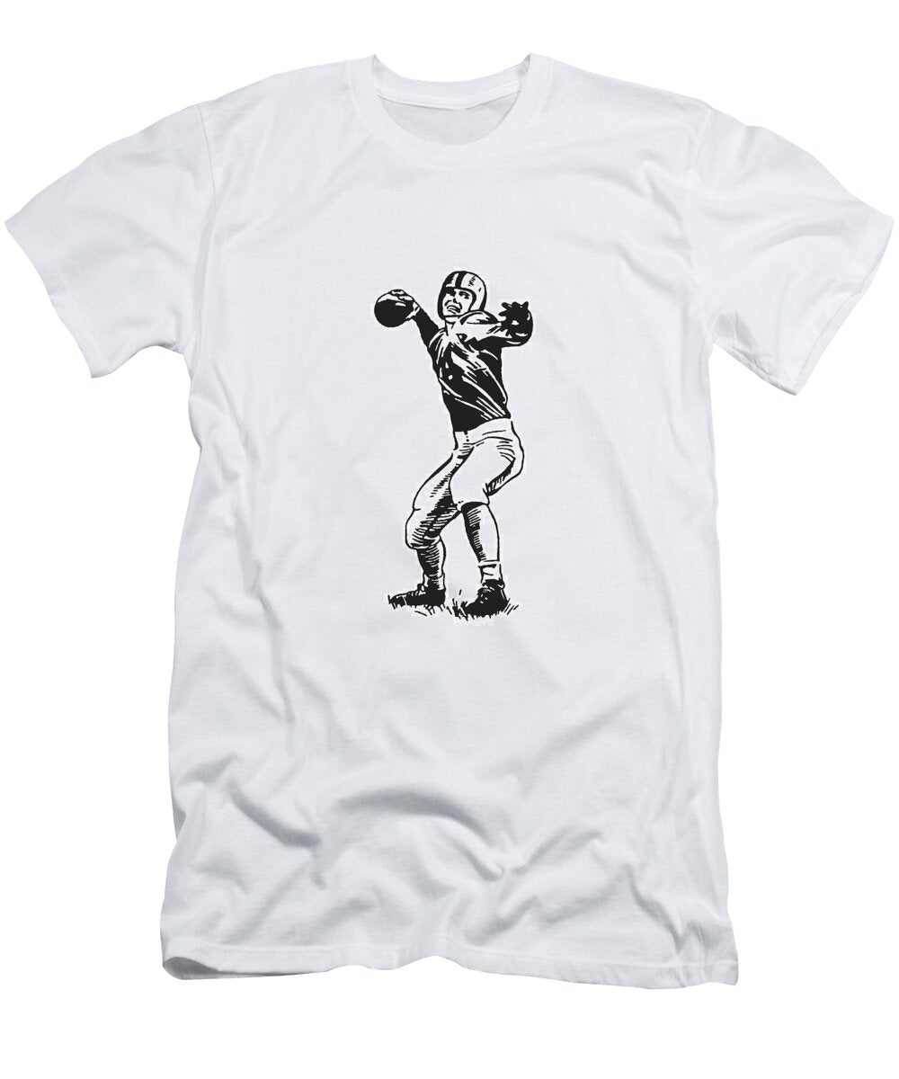 3 Football Player About to Throw Ball Csa Images T-Shirt