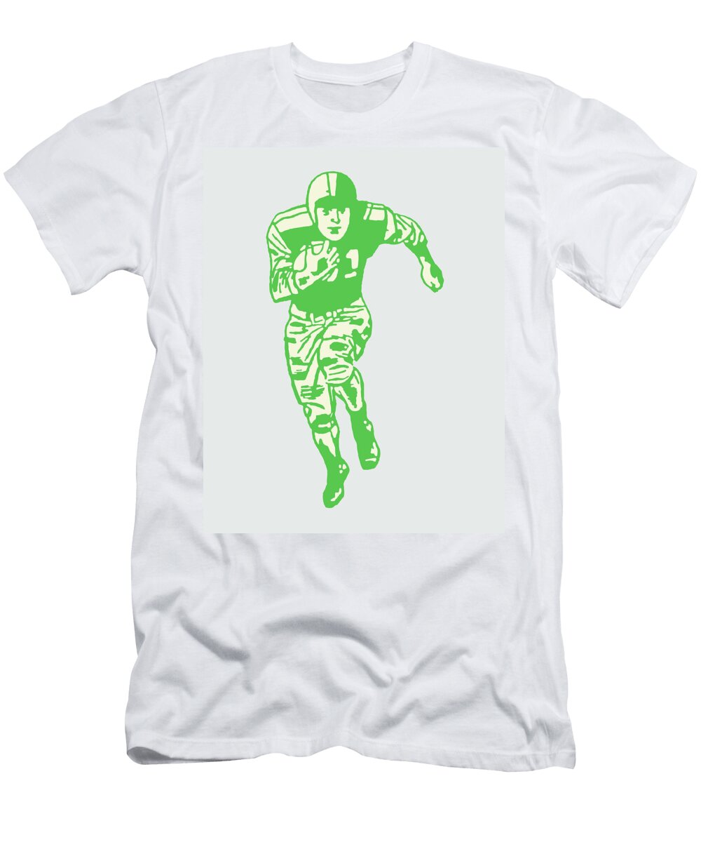 3 Football Player Rushing with Ball Csa Images T-Shirt