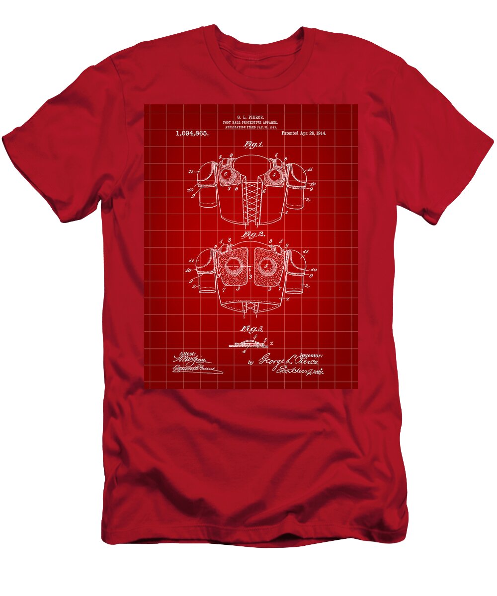3 Football Shoulder Pads Patent 1914 Stephen Younts T-Shirt