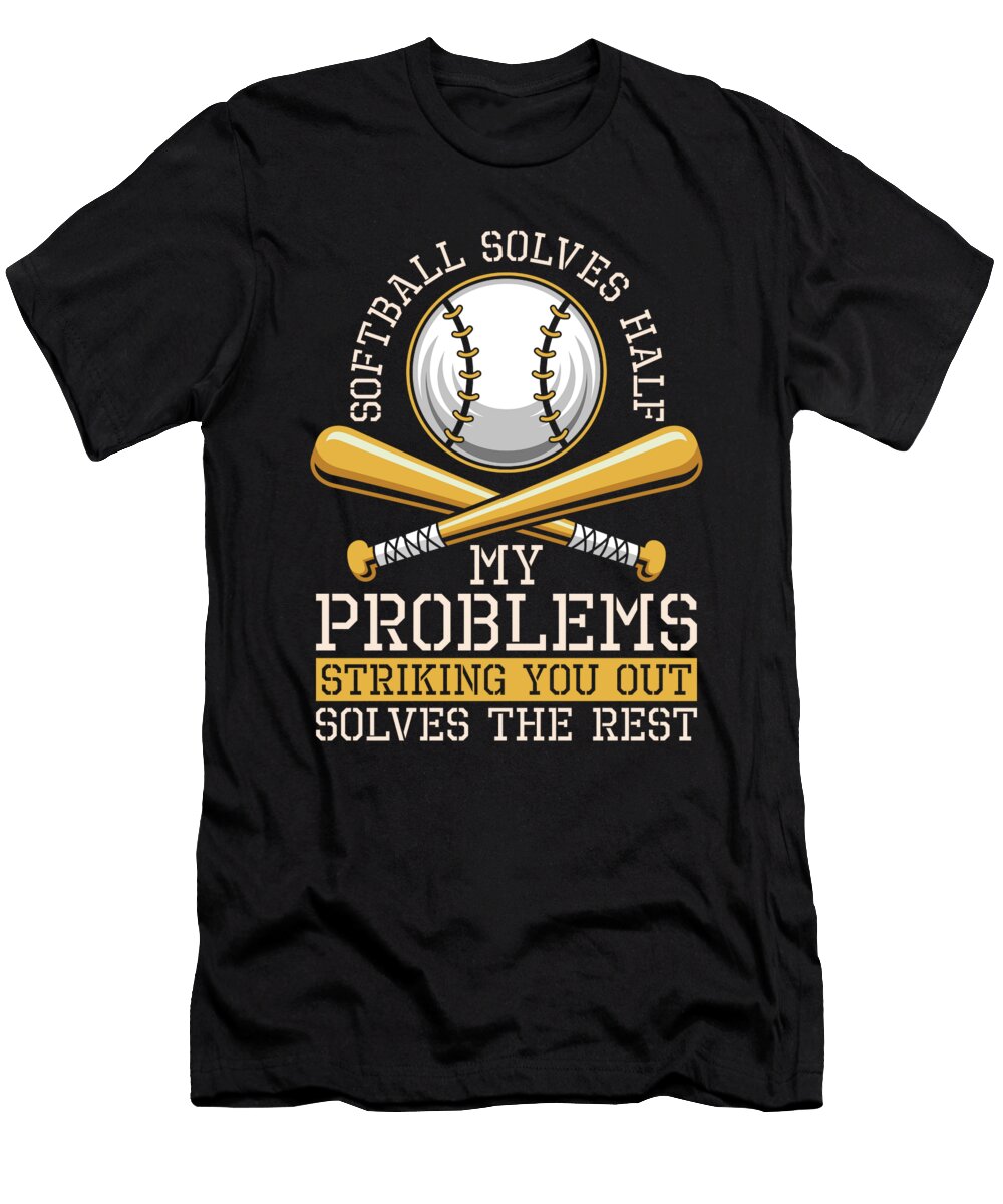 3 Funny Softball Batter Pitcher Catcher Softball Crazy Squirrel T-Shirt