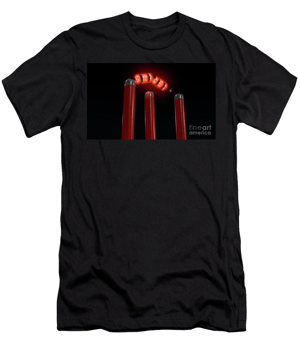 3 Illuminated Cricket Wicket Stumps Allan Swart T-Shirt