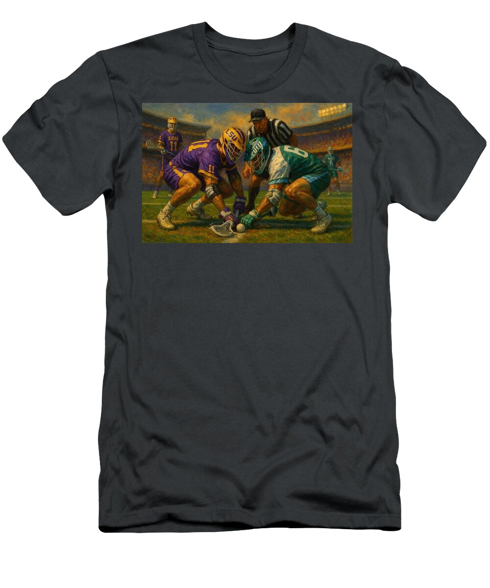 3 Intense Lacrosse Face Off James Spears T-Shirt