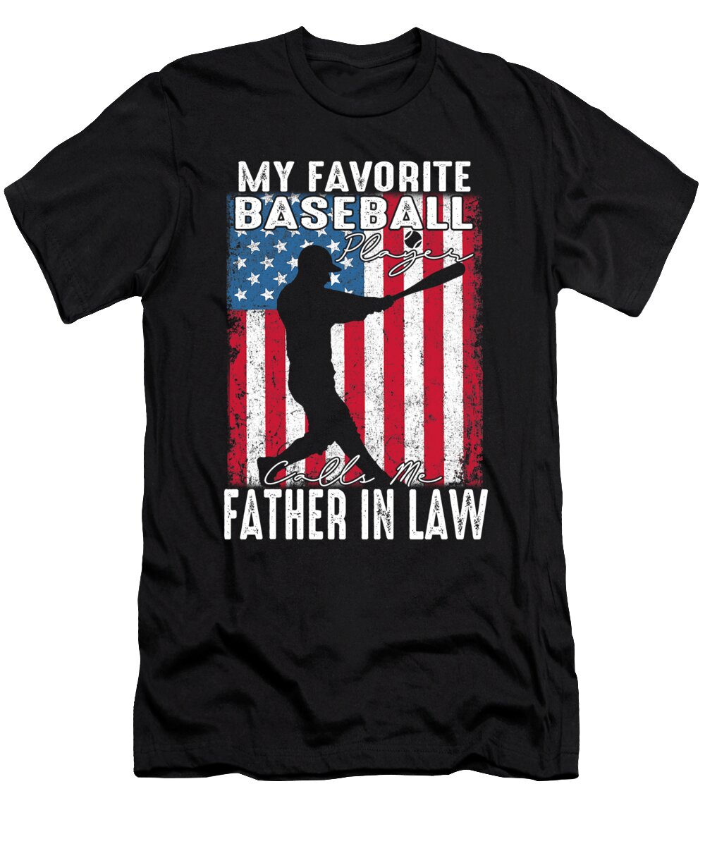 3 My Favorite Baseball Catcher Calls Me Father in Law Baseball USA Flag Dhbubble T-Shirt