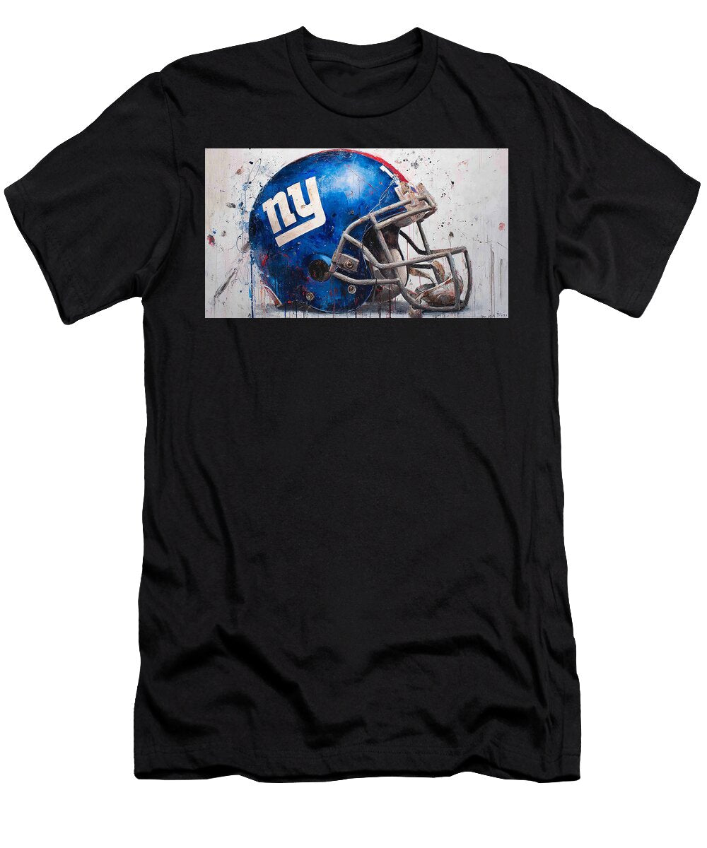 3 New York Giants Football Helmet Kevin Walker and Pixel Reverie T-Shirt