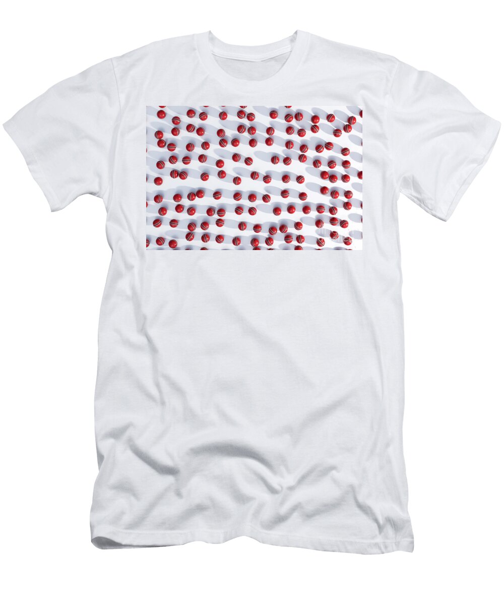 3 Red Cricket Sports Ball Array Allan Swart T-Shirt