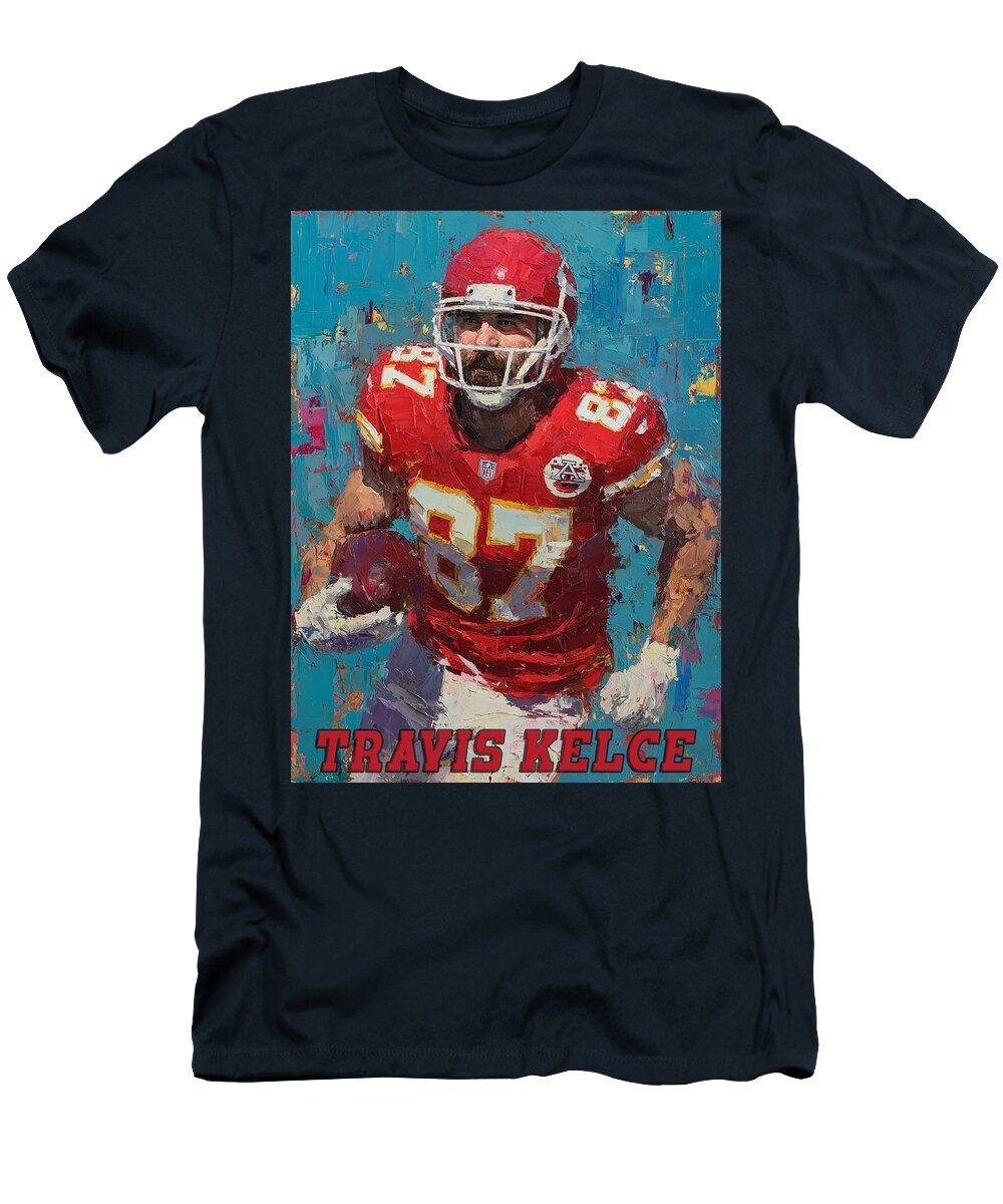 3 Travis Kelce in Action Kevin Walker and Pixel Reverie T-Shirt