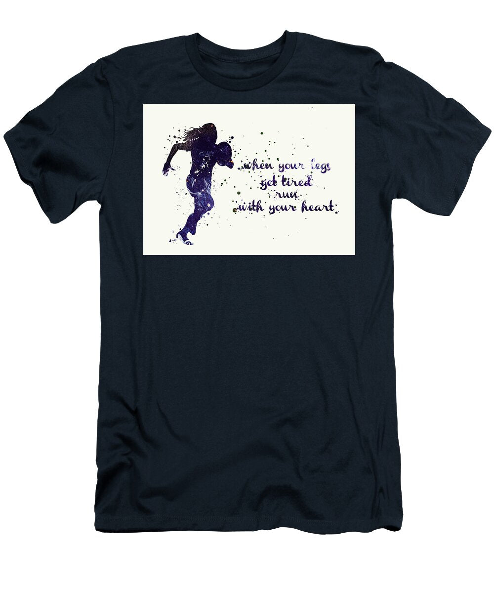3 Watercolor Rugby Player Girl Watercolor Print Female Woman Girls Rugby Player When Your Legs Get Tir Leith Huber T-Shirt