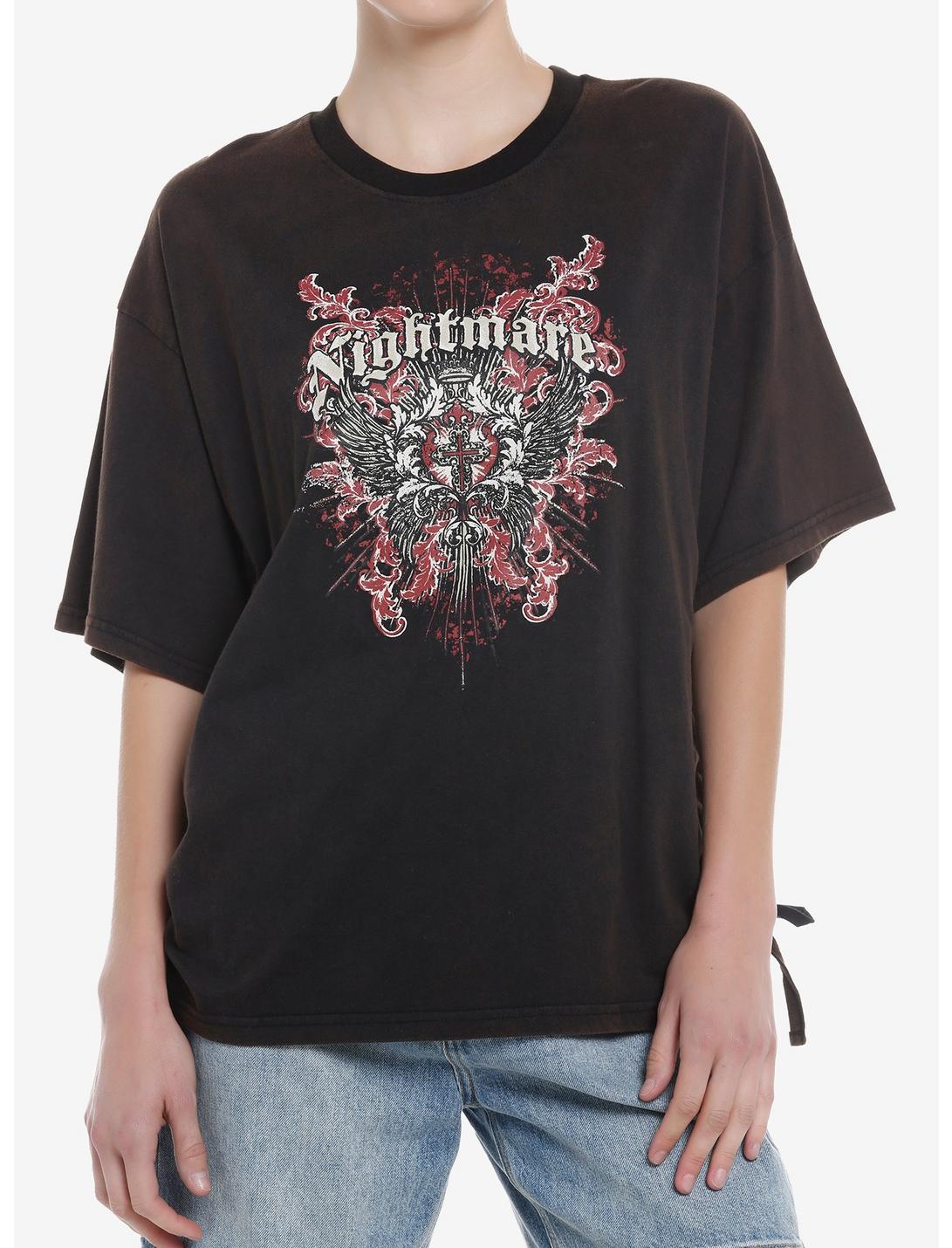 Winged Cross Acid Wash Girls T-Shirt