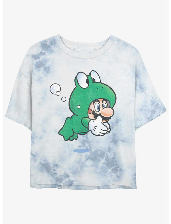 Nintendo Mario Frog Mario Tie-Dye Girls Crop T-Shirt
