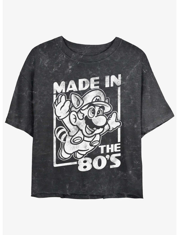 Nintendo Mario Made In The 80's Mineral Wash Girls Crop T-Shirt