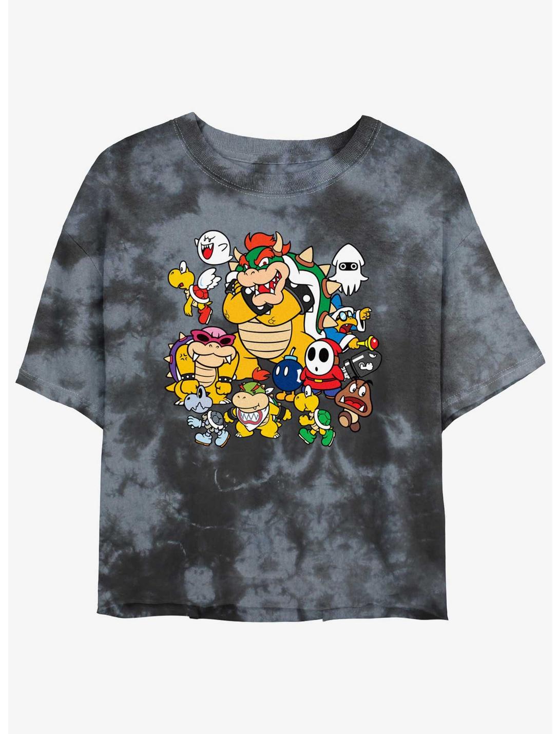 Nintendo Super Mario Villain Stack Tie-Dye Girls Crop T-Shirt