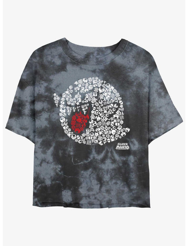 Nintendo Mario Boo-Tastic Tie-Dye Girls Crop T-Shirt
