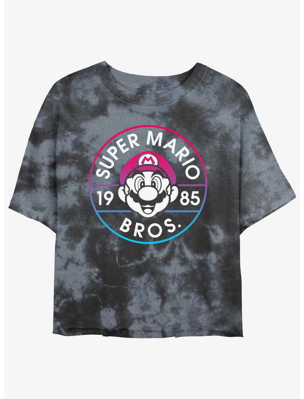 Nintendo Mario Flashback Tie-Dye Girls Crop T-Shirt