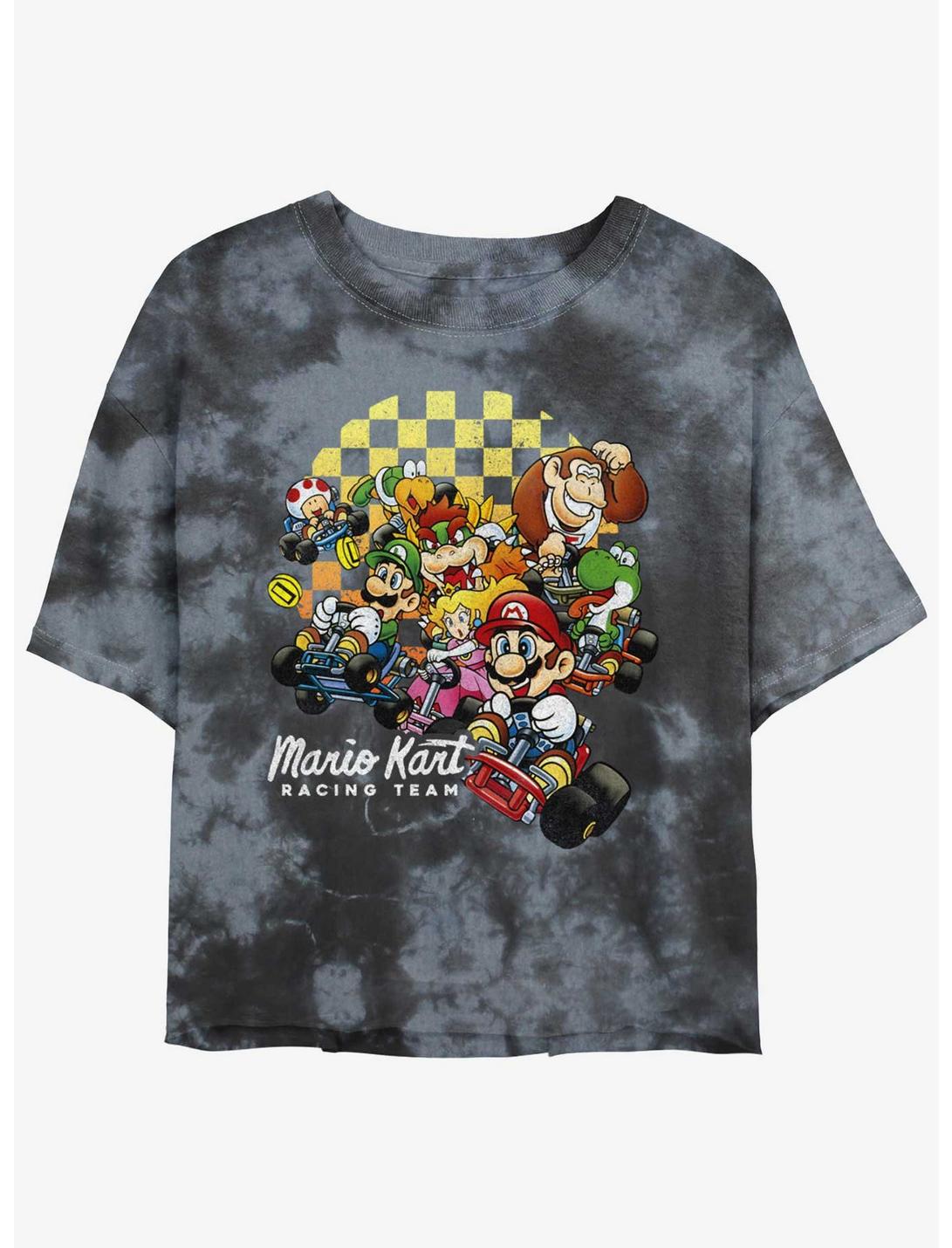 Nintendo Mario Kart Checkered Kartin' Tie-Dye Girls Crop T-Shirt