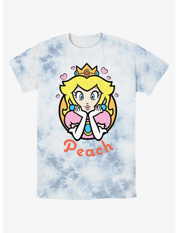 Nintendo Mario Peach Hearts Tie-Dye T-Shirt