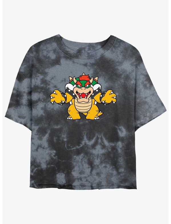 Nintendo Mario Just Bowser Tie-Dye Girls Crop T-Shirt