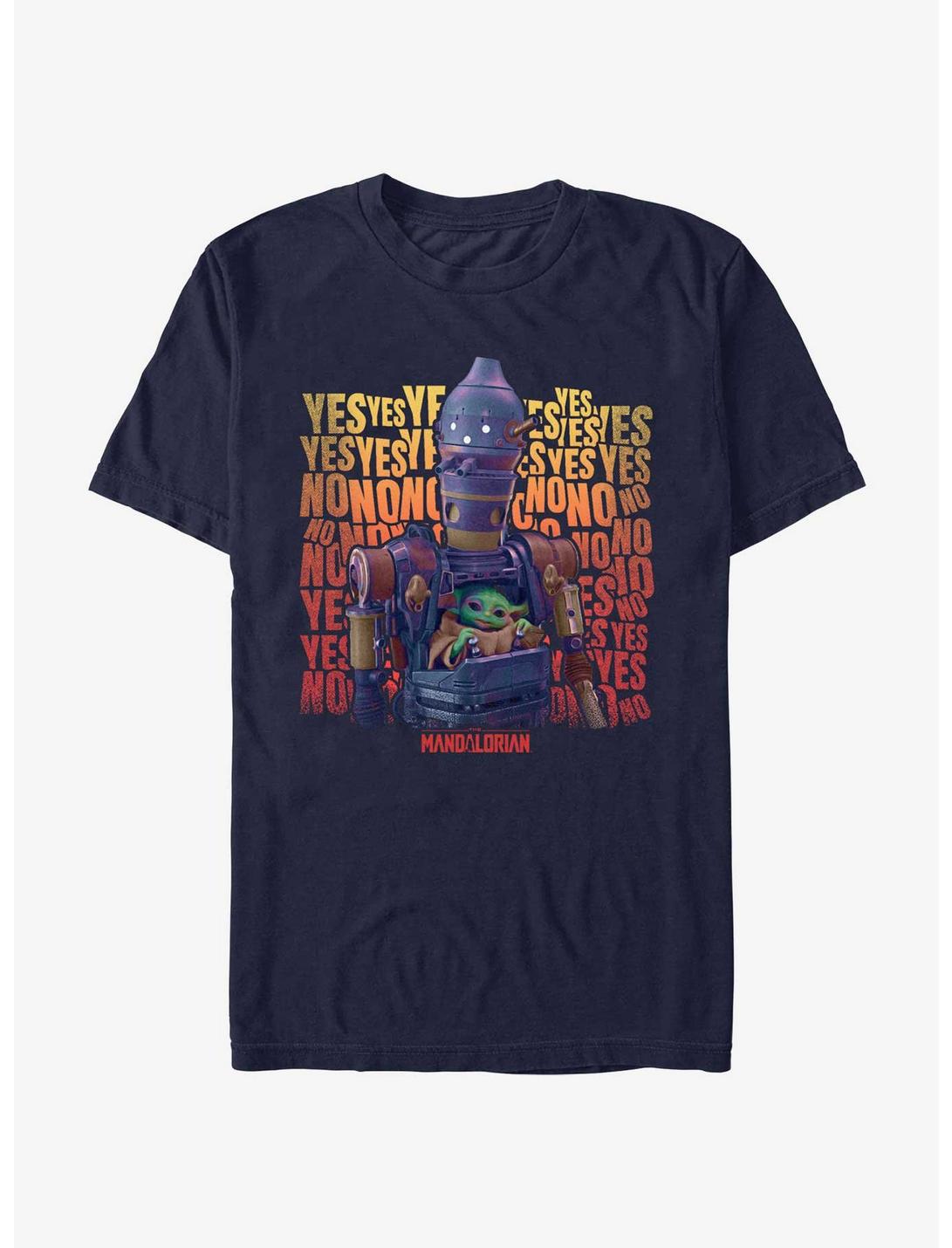 Star Wars The Mandalorian Grogu & IG-12 Yes No Hot Topic Web Exclusive Heavyweight T-Shirt