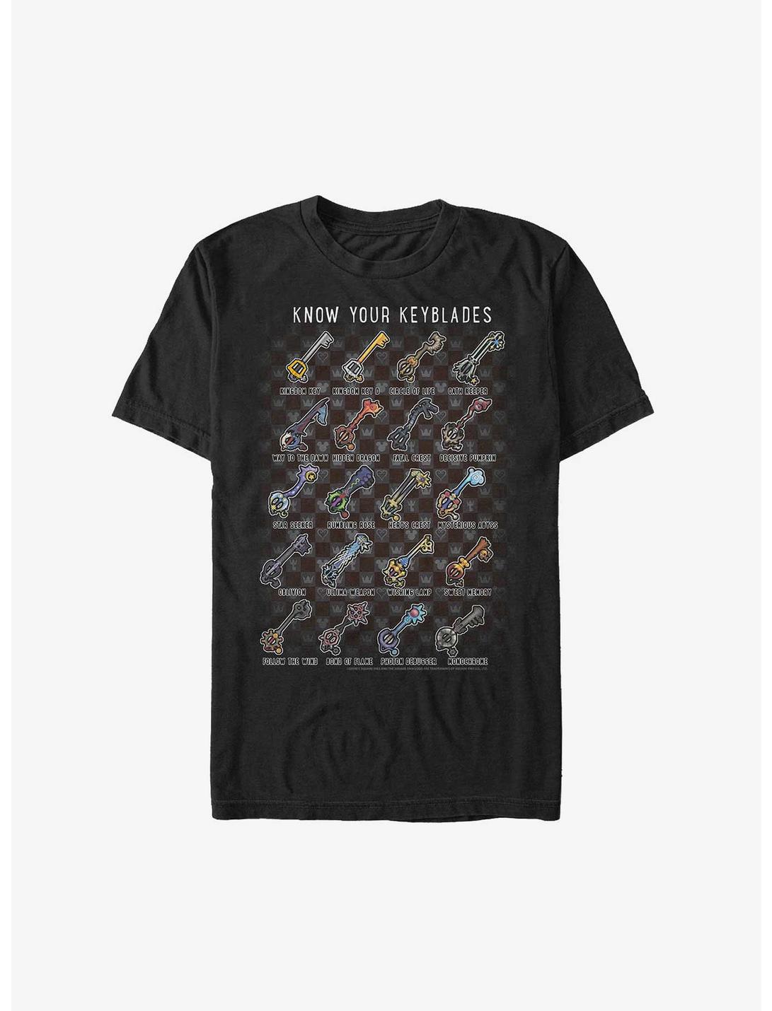 Disney Kingdom Hearts Keyblades Chart Heavyweight T-Shirt