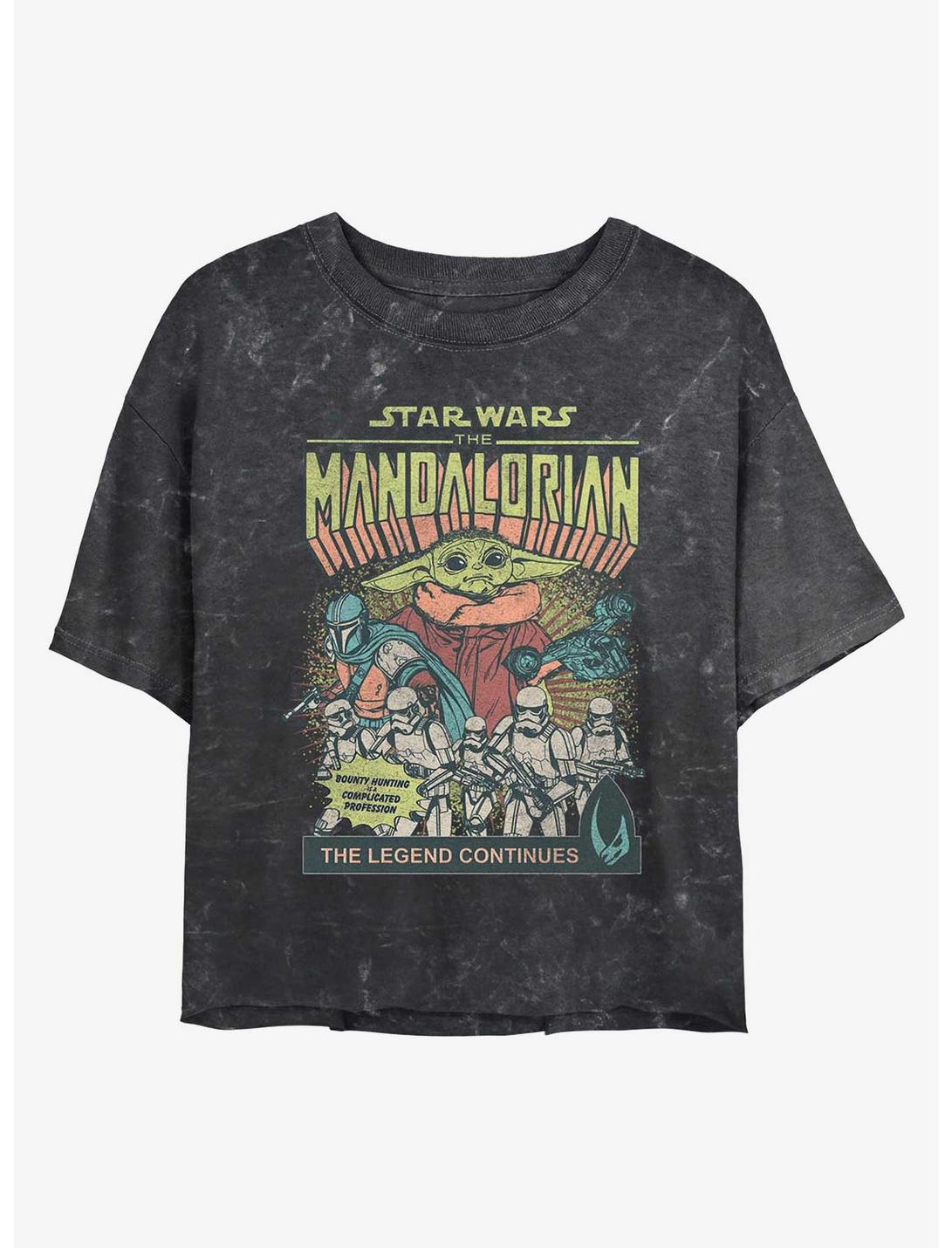 Star Wars The Mandalorian Grogu Comic Cover Mineral Wash Girls Crop T-Shirt