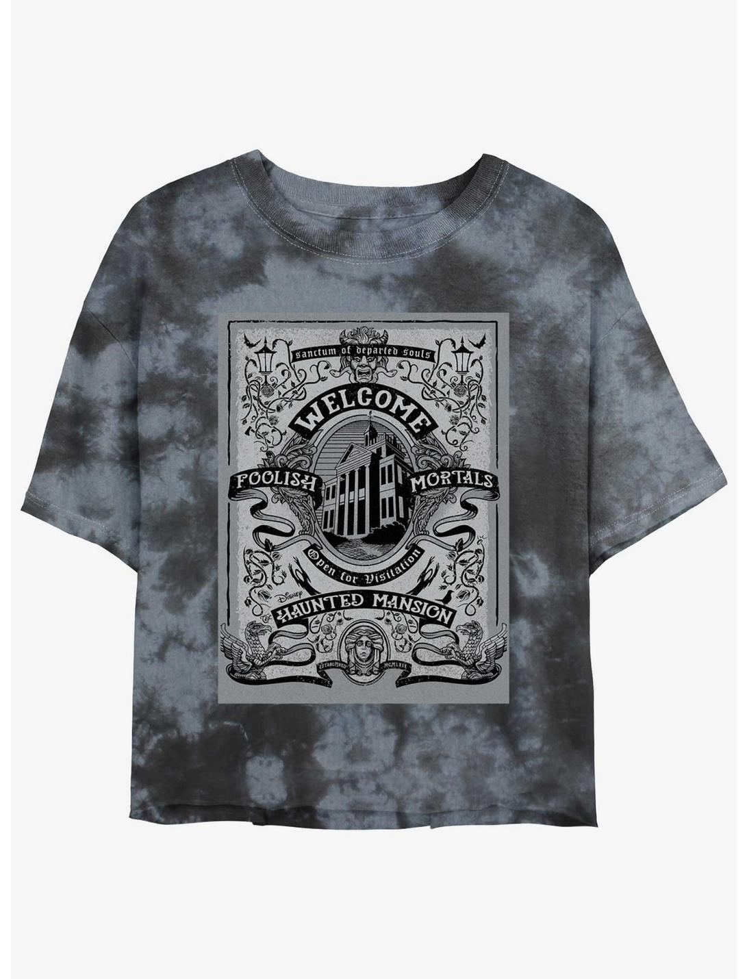 Disney Haunted Mansion Welcome Foolish Mortals Poster Tie-Dye Girls Crop T-Shirt